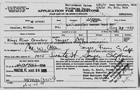 1933 California, Sanger Headstone Application