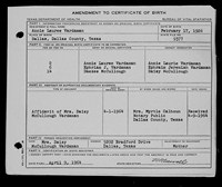 1926 Birth Certificate Texas, Dallas