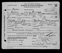 1926 Birth Certificate Texas, Dallas