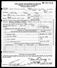 1884 Birth Certificate Iowa  