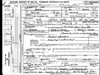 1962 Death Record Missouri, Marion County, Hannibal (stroke)