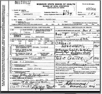1937 Death Record Missouri, Saline County, Marshall (heart attack)