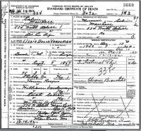 1942 Death Record Missouri, Saline County, Marshall (flu)