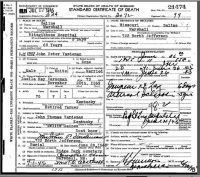 1945 Death Record Missouri, Saline County, Marshall
