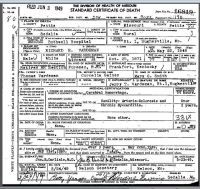 1949 Death Certificate Missouri, Pettis County, Sedalia (stroke)