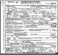 1949 Death Certificate Missouri, Pettis County, Sedalia (stroke)