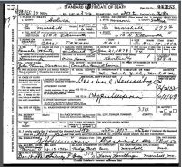 1952 Death Certificate Missouri, Saline County, Marshall (stroke)