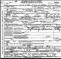 1953 Death Certificate Missouri, Saline County, Marshall (flu)