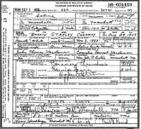1958 Death Record Missouri, Saline County, Marshall (heart attack)