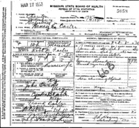 1936 Death Record Missouri, Chariton County, Salisbury