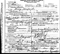 1927 Death Record Missouri, Saline County, Marshall