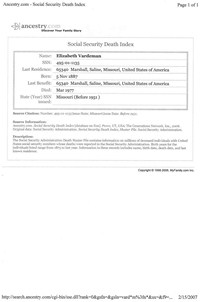 1977 Social Security Death Index Missouri