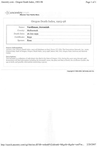1959 Social Security Death Index Oregon
