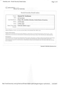 1997 Social Security Death Index Colorado