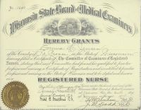 1918 Nursing License Wisconsin 