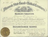 1918 Nursing License Wisconsin