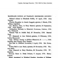 1759 Nov 28 Marriage Record Virginia, Richmond County, Warsaw