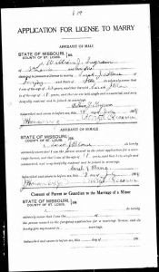1908 Marriage Record Missouri, St. Louis 