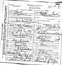 1940 Death Record Kentucky, Grant County, Williamstown (pneumonia)
