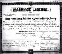 1891 Marriage Record Illinois, Cook County, Chicago