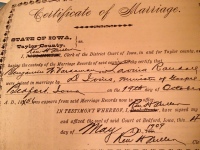 1856 Marriage Record Iowa, Taylor County, Bedford