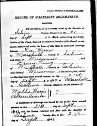 1903 Marriage Record Missouri, Saline County 