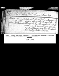 1820 Marriage Record Ohio, Brown County