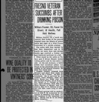1933 Death Record California, Fresno County, Sanger