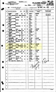 1951 Ship Passenger List Italy to New York