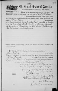 1901 Land Patent Oklahoma, Garfield County, Enid