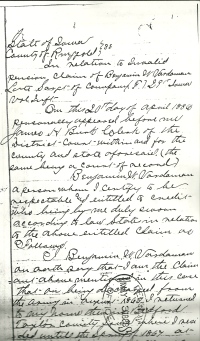 1886 Pension Claim Iowa, Ringgold County