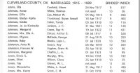 1918 Marriage Record Oklahoma, Cleveland County