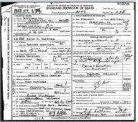 1945 Death Record Missouri, California (cancer) 