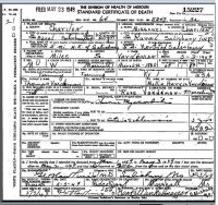 1949 Death Certificate Missouri, Chartion County, Salisbury Township (heart inflammation)