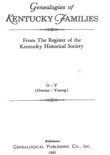 1766-1872 Birth, Marriage, and Death Records Kentucky, Crab Orchard 