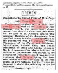 Newspaper Article 1903 1/7 Cincinnati Enquirer