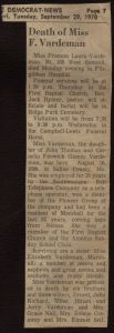 Obituary 1970 09/30