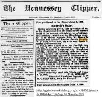 Newspaper Article 1899 06/05 & 06/29 Kingfisher, Oklahoma