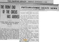 Newspaper Article 1909 10/8 Shawnee, Oklahoma