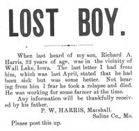 Newspaper Article re: Richard Ammon Harris in 1894