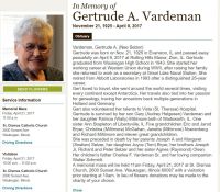Obituary Gertrude A. Selzer Vardeman