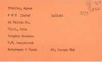 Death Card - 1892 3/22 - Agnes Pfeifer, age 33, Bright's disease (kidneys)