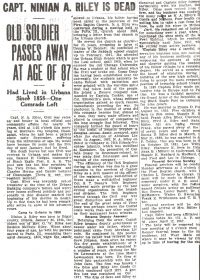 Newspaper Article about Captain Ninian Riley