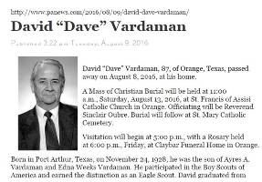 Obituary - David Ayers Vardaman