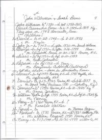 John and Sarah Boone Wilcoxson List of 13 children