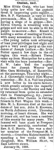 Newspaper Article 1896 01/26 <i>Fort Wayne Weekly Gazette</i>