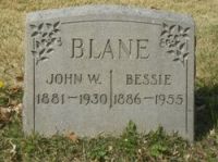 Headstone - John W and Bessie Blane