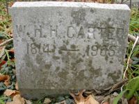 Tombstone - W.H.H. Carter (William Henry Harrison Carter), husband of Emeline and Elizabeth, Father of T.E., Elizabeth J., Laura