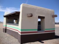 Southwest Rest stop with a picnic table under shelter