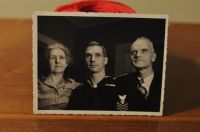 Prentice Ewing Cockrell at the end of WWII with his parents, Henry and Pauline Cockrell